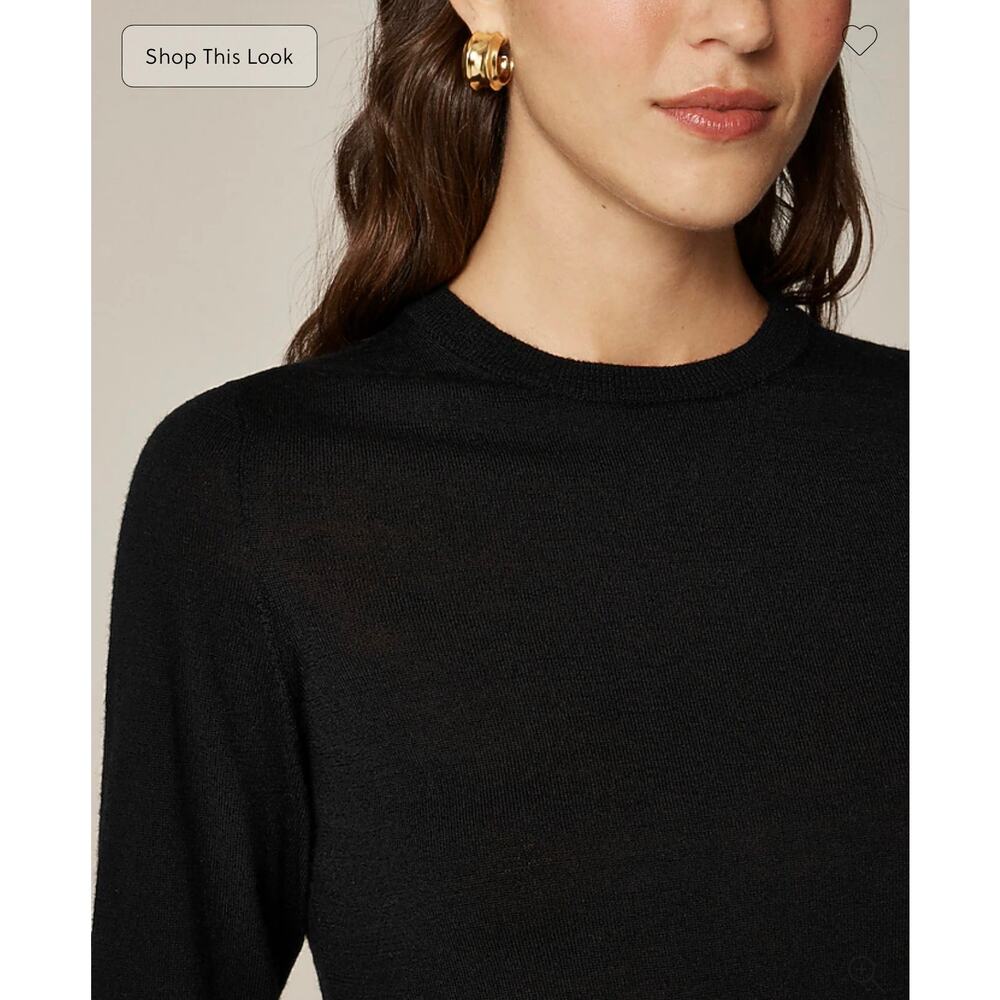 J. Crew Carolyn fitted crewneck sweater in merino wool Black NWT size Medium - Picture 3 of 7